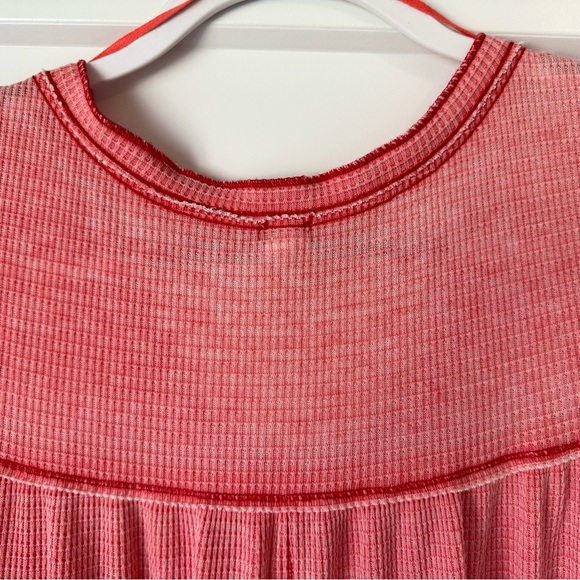 FREE PEOPLE KAI HENLEY BABY DOLL LONG SLEEVE RED SIZE SMALL - Picture 7 of 14